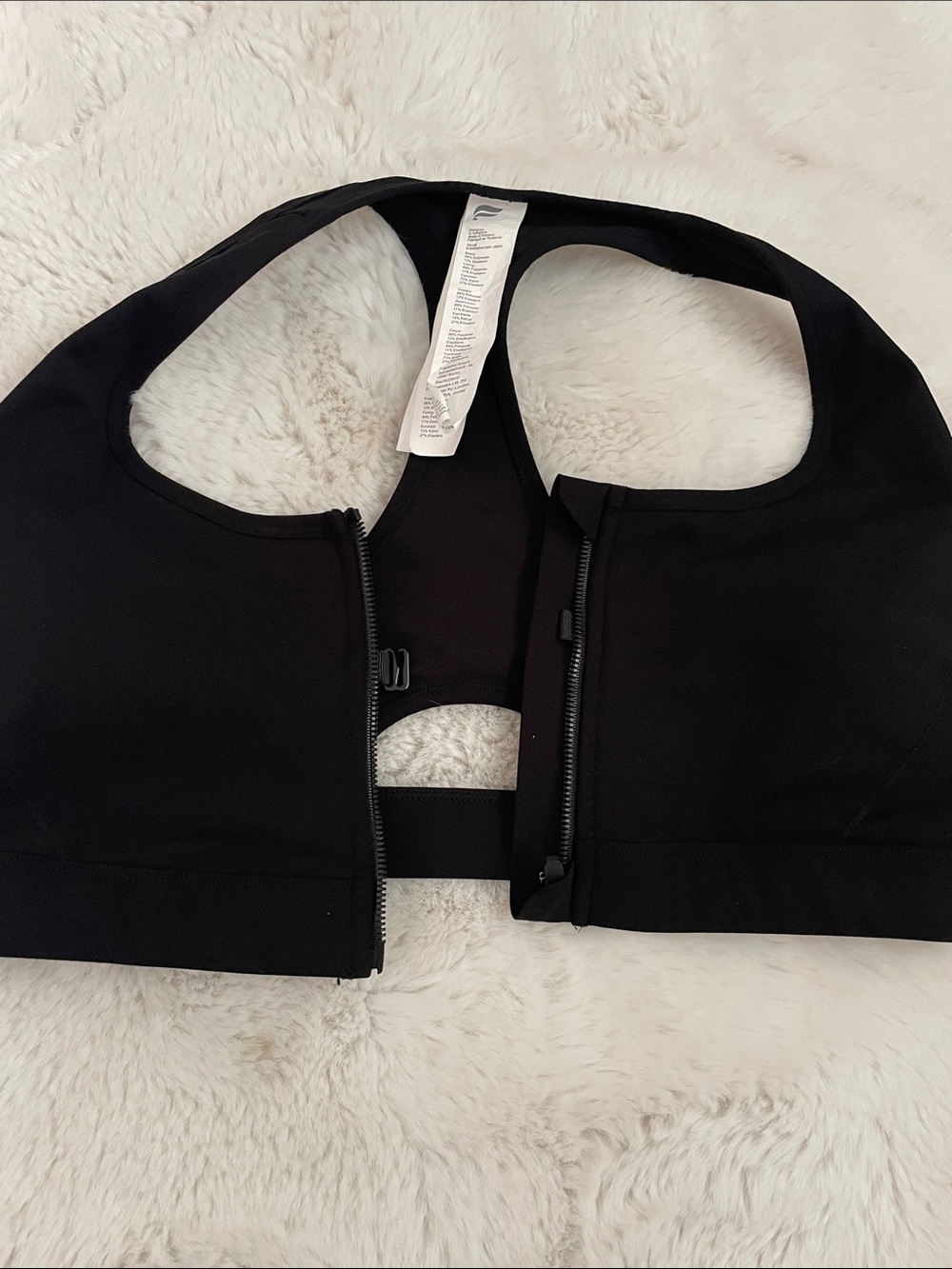 Fabletics Black Front-Zip Racerback Sports Bra - Picture 7 of 9